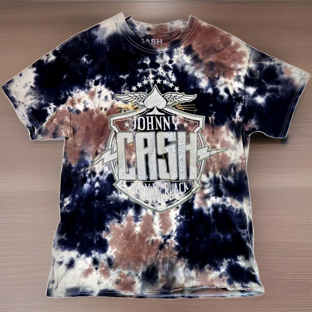Johnny Cash Tie Dye T-Shirt Mens Large Man In Black Logo County Music Nashville